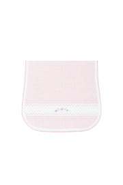 Pink Herringbone Embroidered Burp Cloth