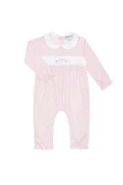 Pink Herringbone Embroidered Playsuit