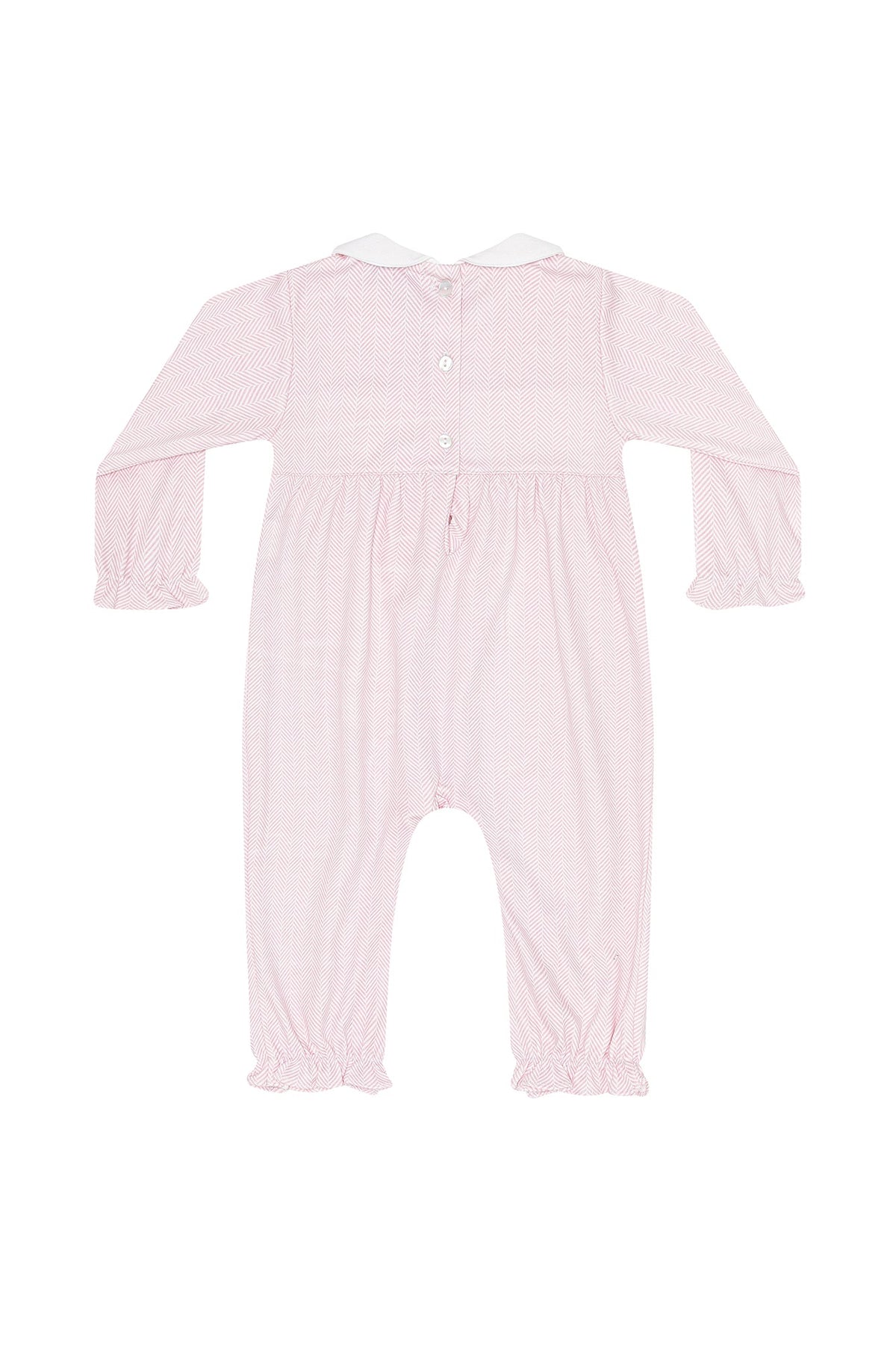 Pink Herringbone Embroidered Playsuit