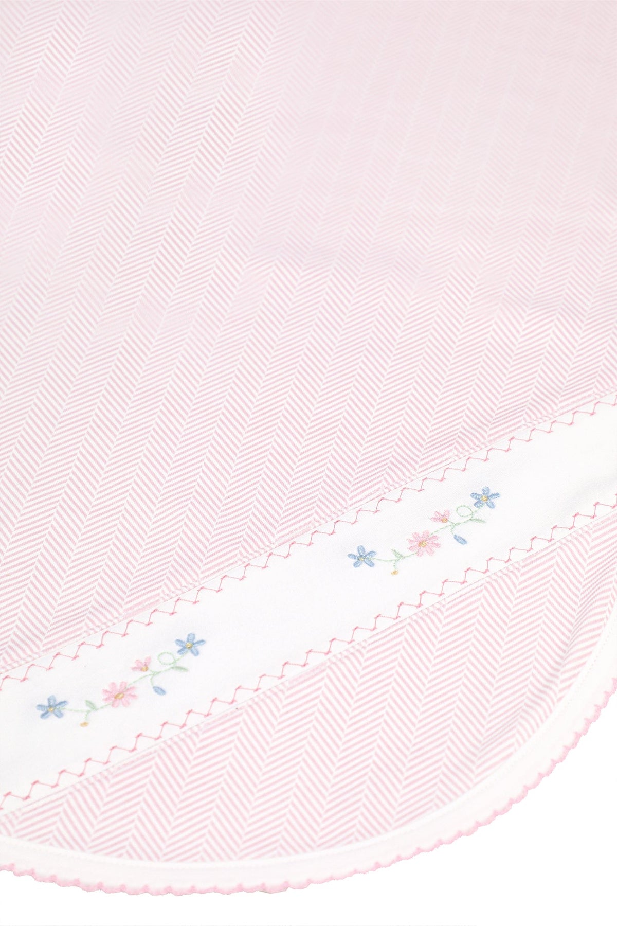 Pink Herringbone Embroidered Receiving Blanket