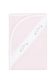 Pink Herringbone Embroidered Receiving Blanket