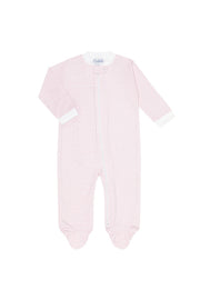 Pink Herringbone Zipper Footie