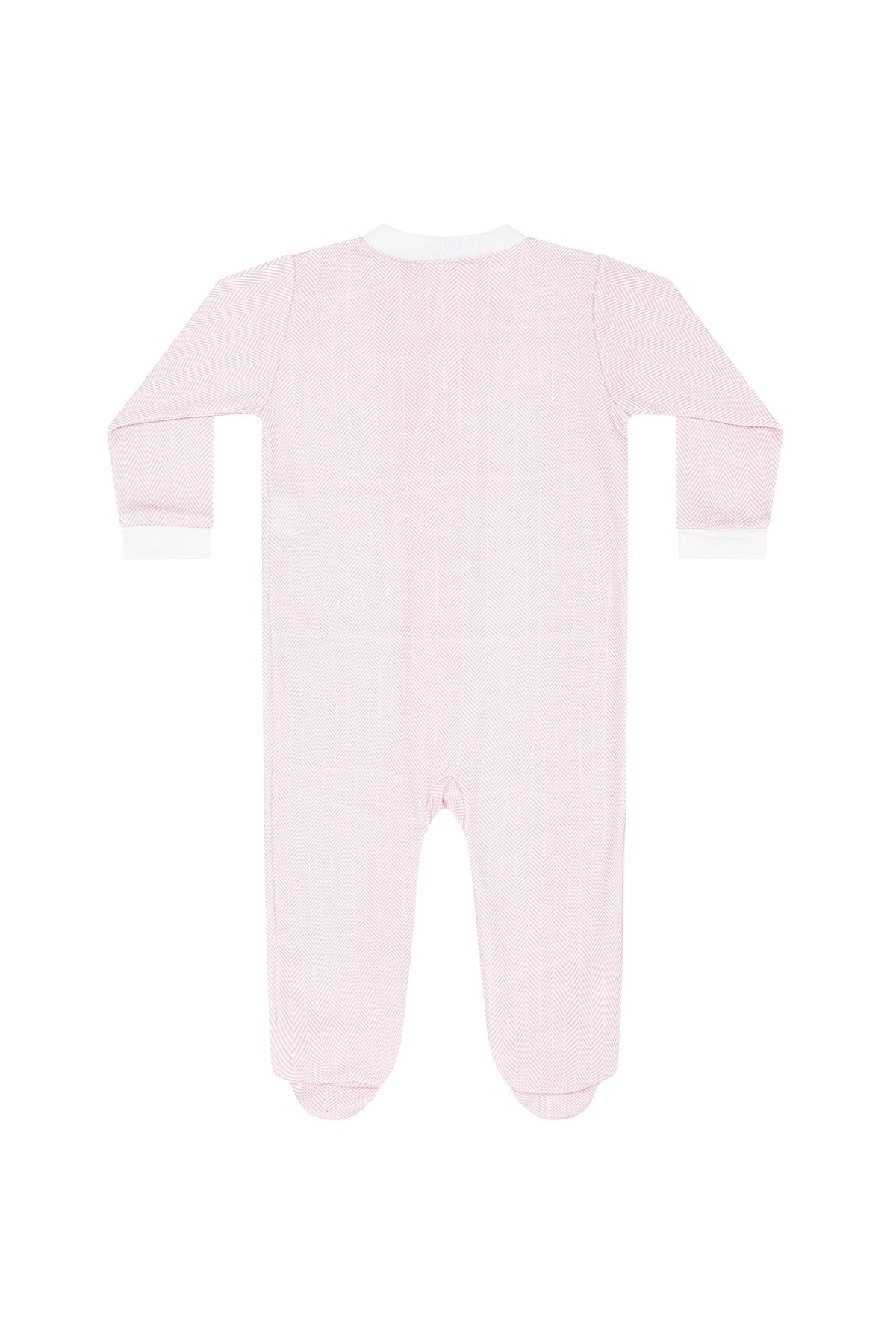 Pink Herringbone Zipper Footie