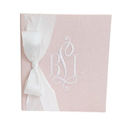 Baby Memory Book - Pink Linen (w/ Silk Bow)