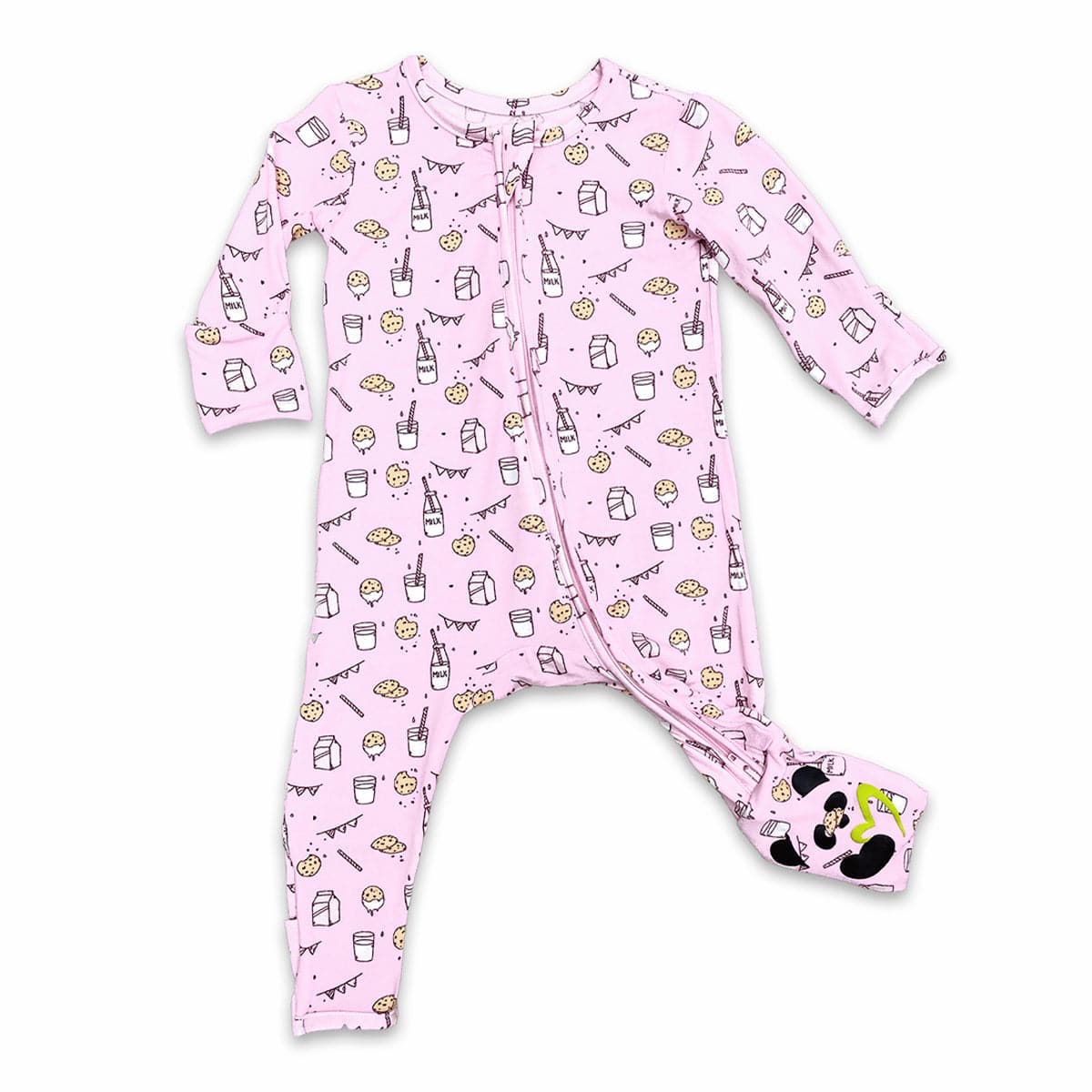 Milk And Cookies Pink Bamboo Convertible Footie