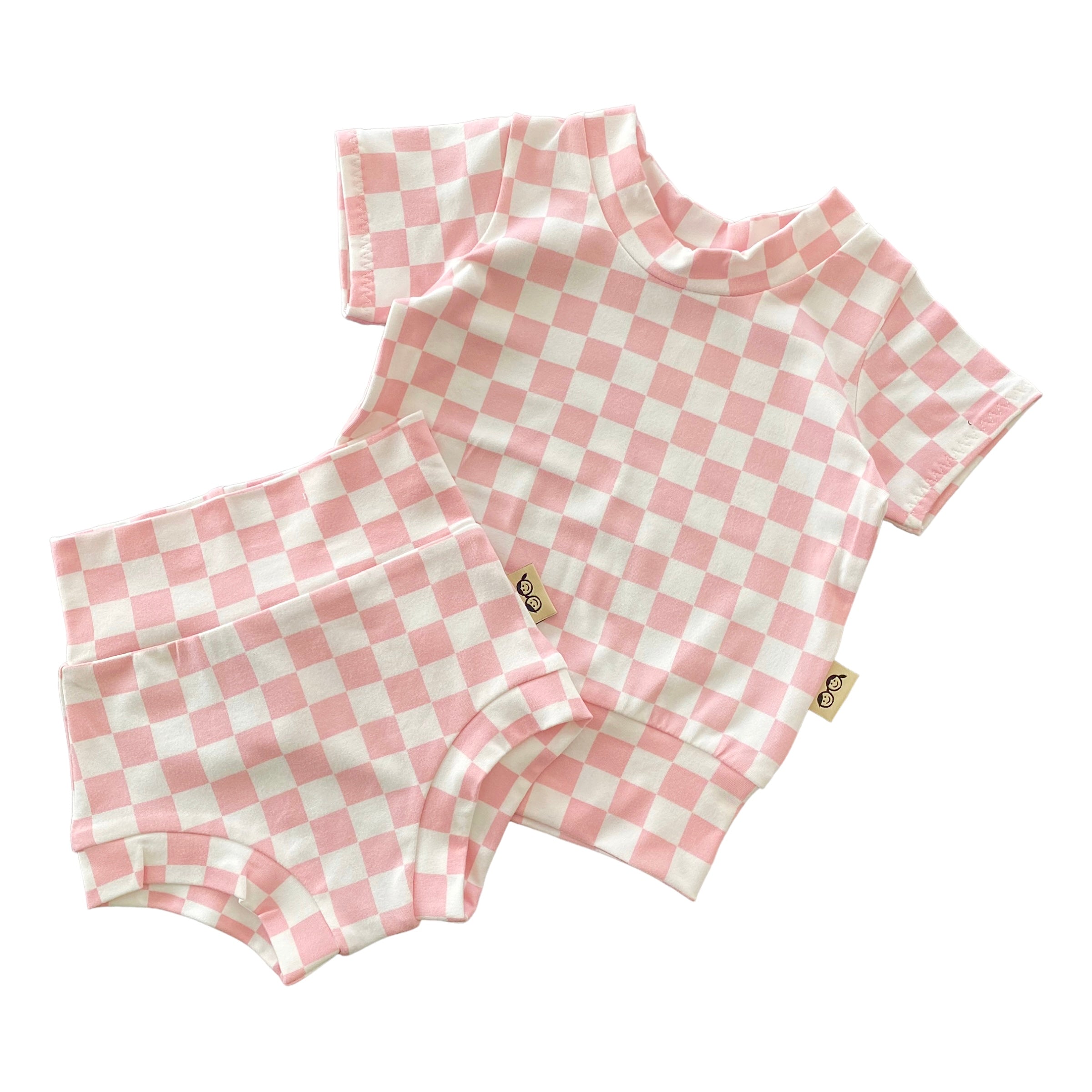 Pink Retro Checkered Summer Lounge Set