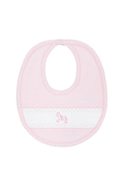 Pink Rocking Horse Embroidered Bib