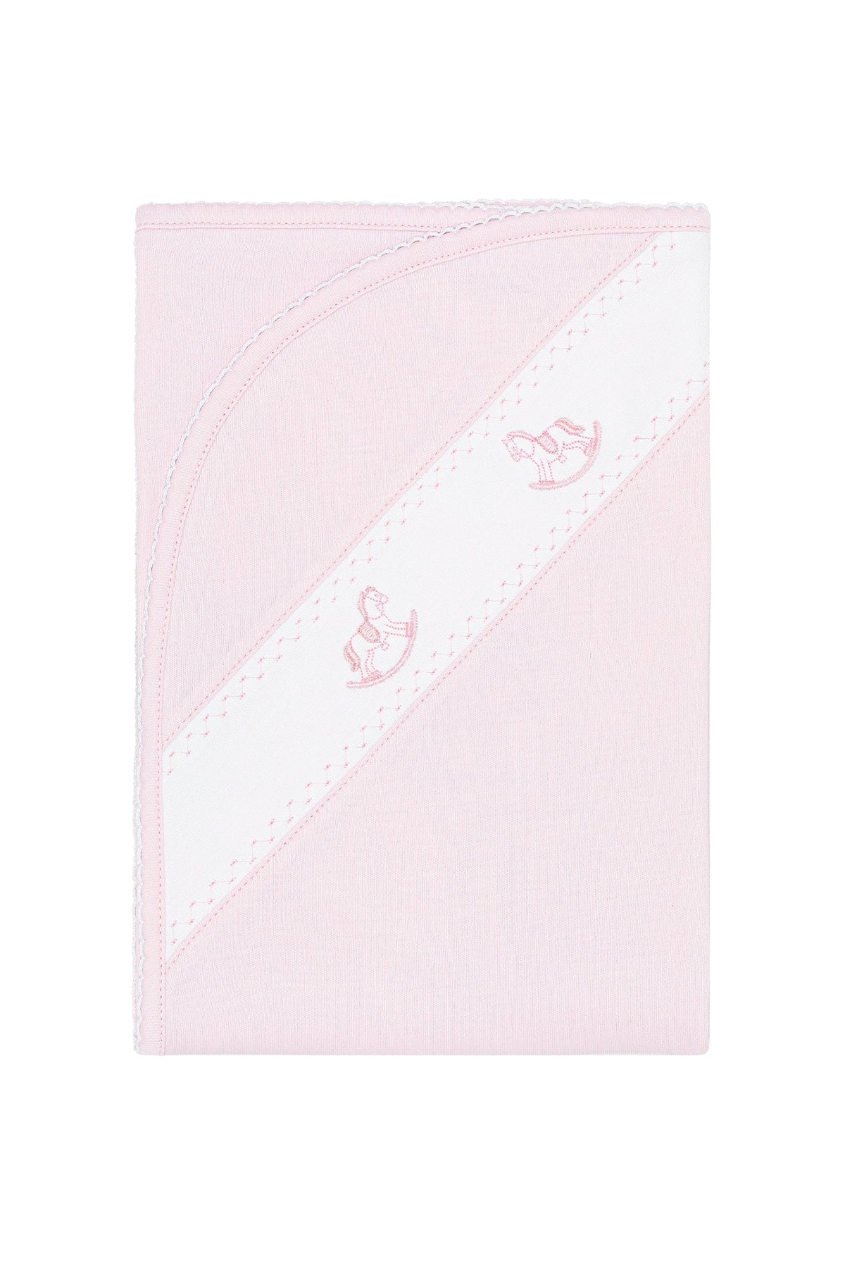 Pink Rocking Horse Embroidered Blanket