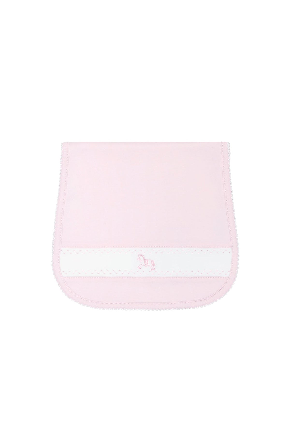 Pink Rocking Horse Embroidered Burp Cloth