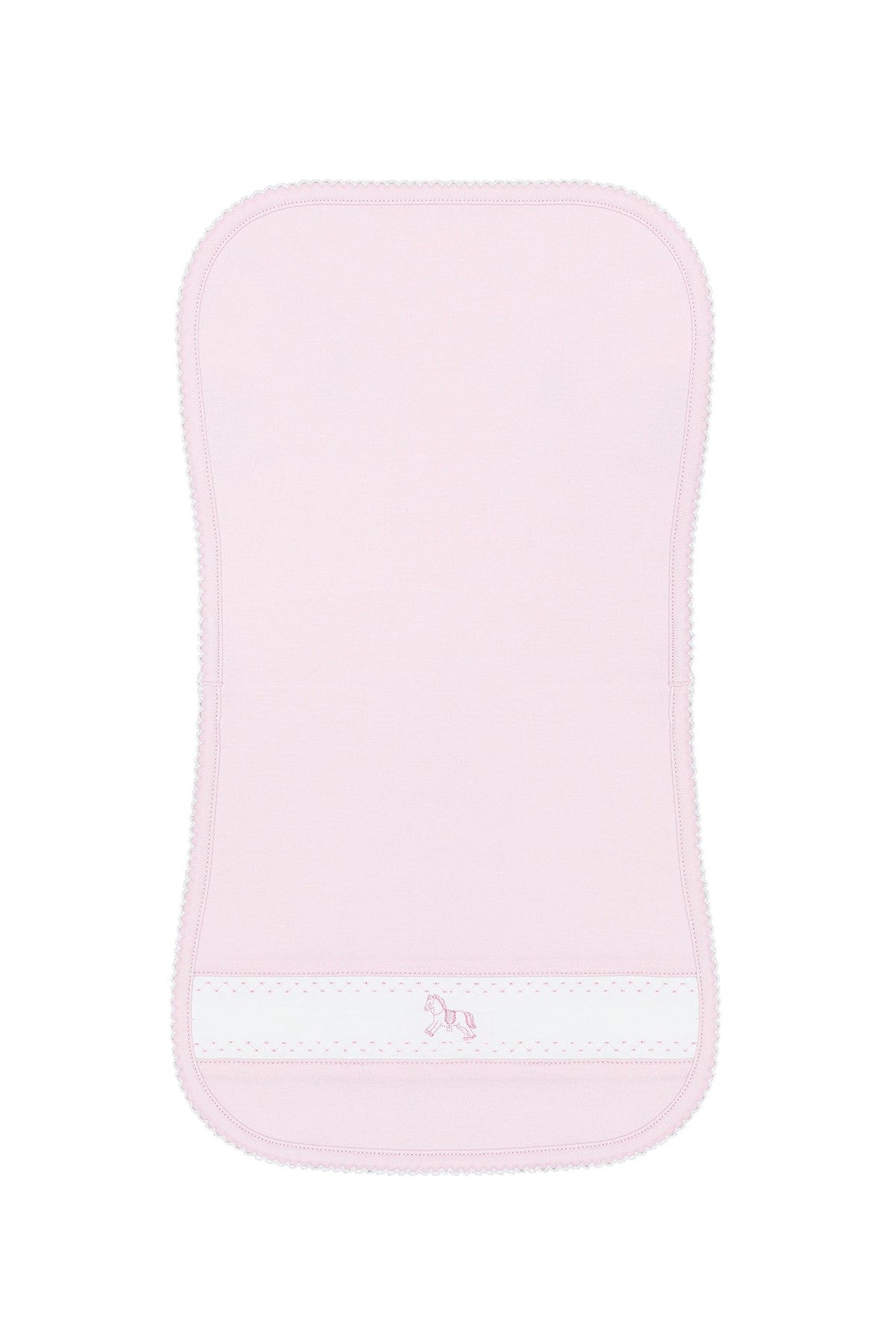 Pink Rocking Horse Embroidered Burp Cloth
