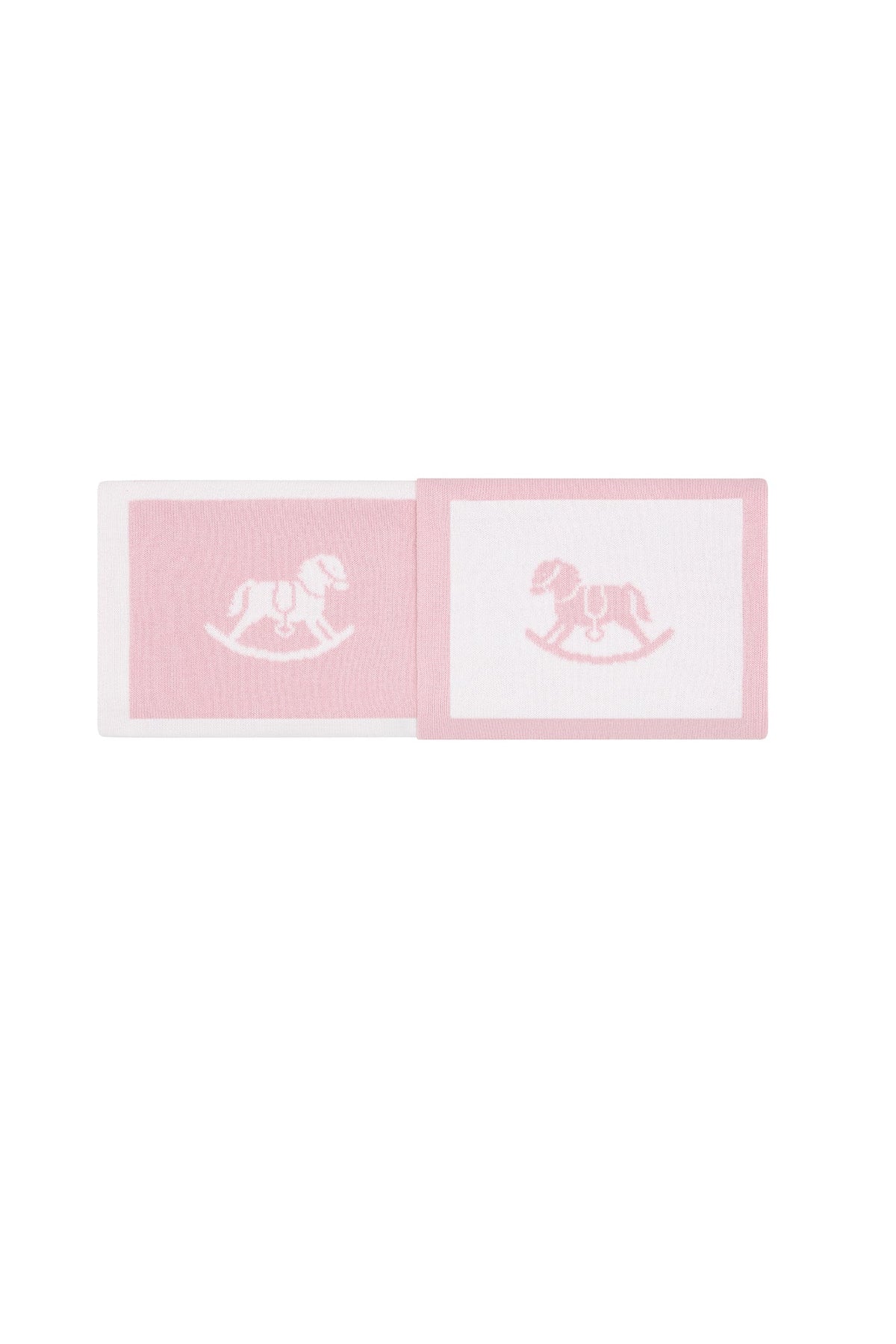 Pink Rocking Horse Knit Blanket