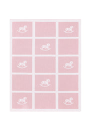 Pink Rocking Horse Knit Blanket