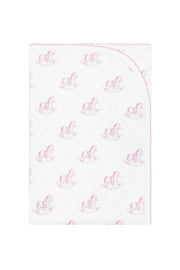 Pink Rocking Horse Receiving Blanket