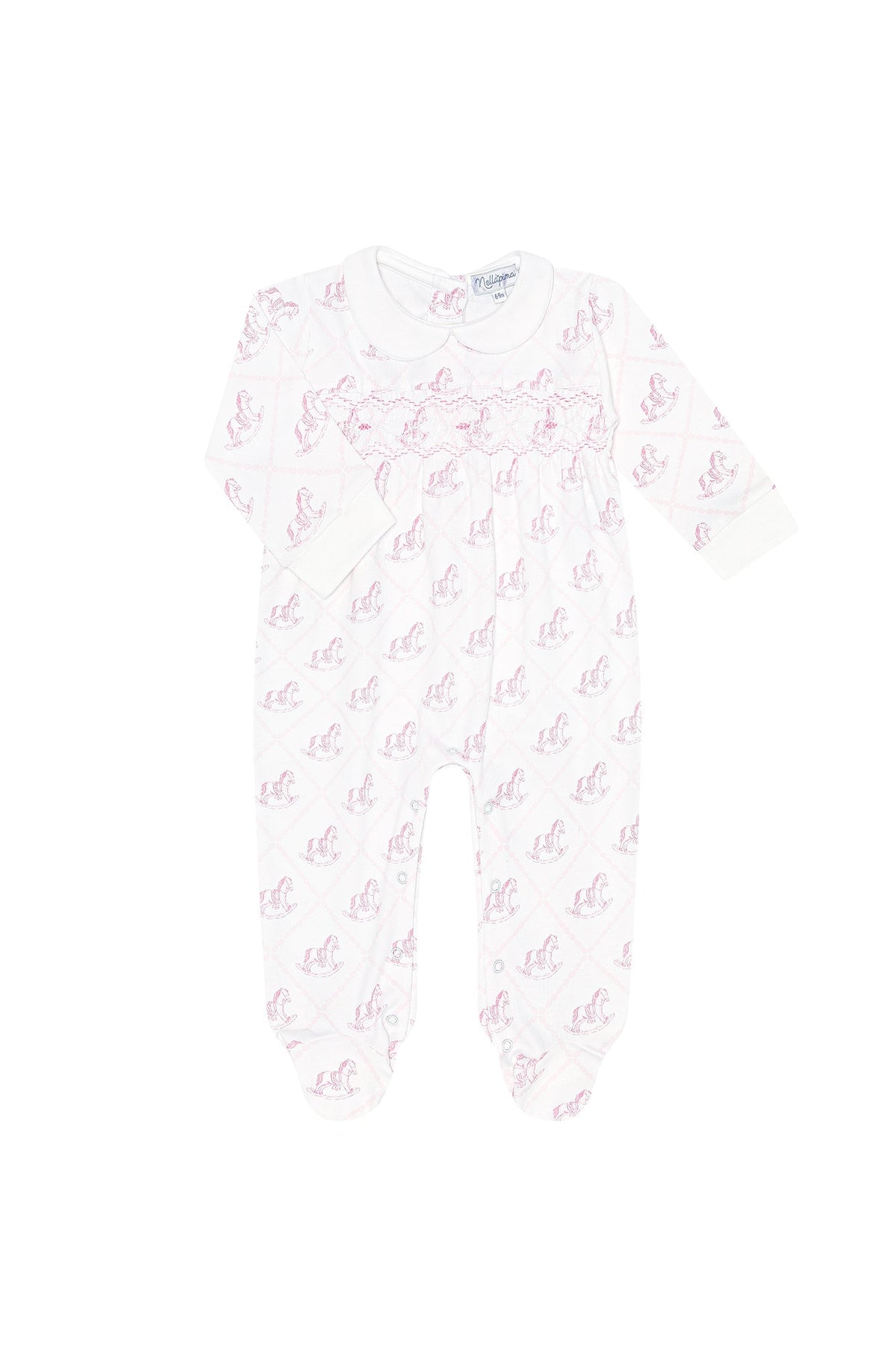 Pink Rocking Horse Smocked Footie