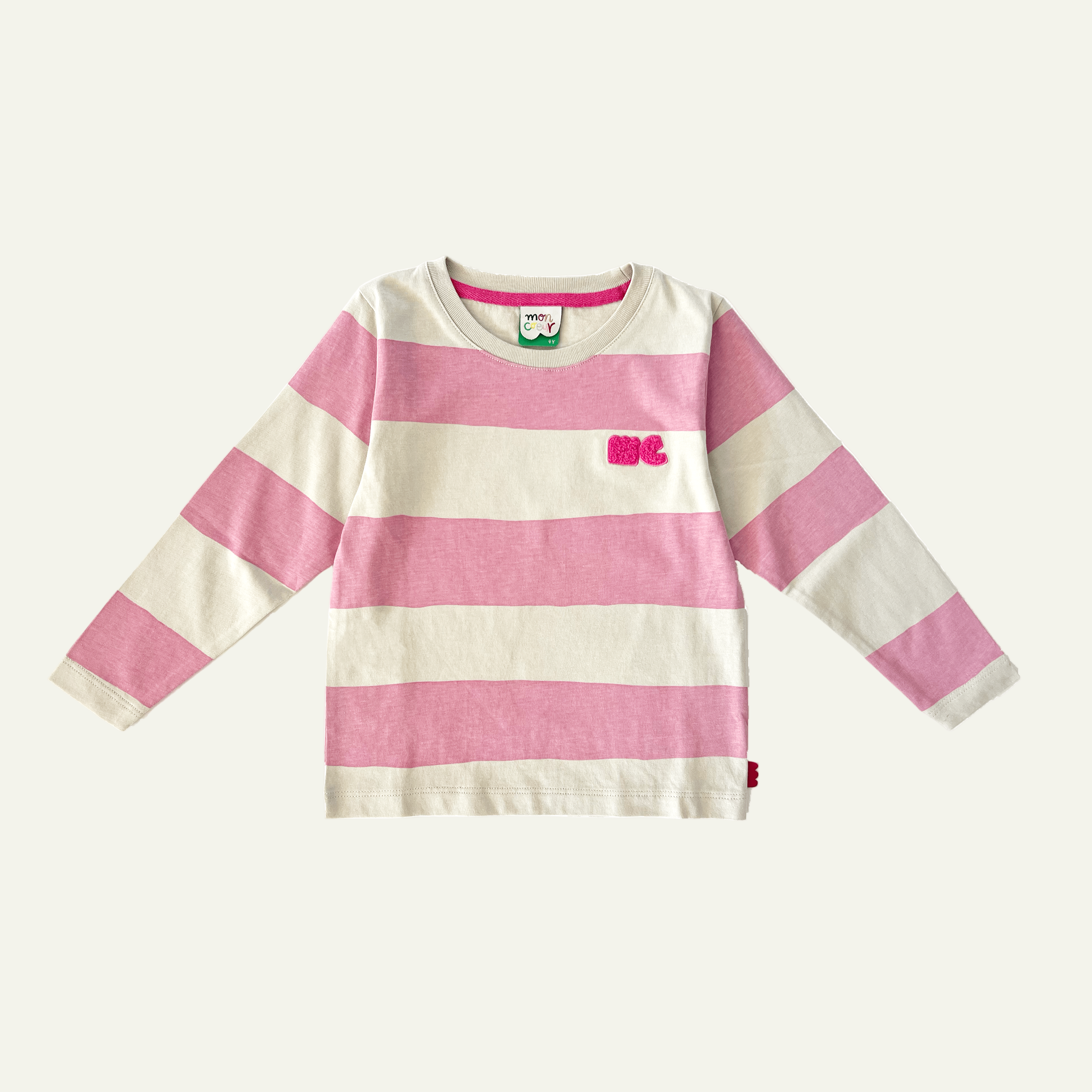 Recycled Cotton Pink Rugby Stripe T-shirt