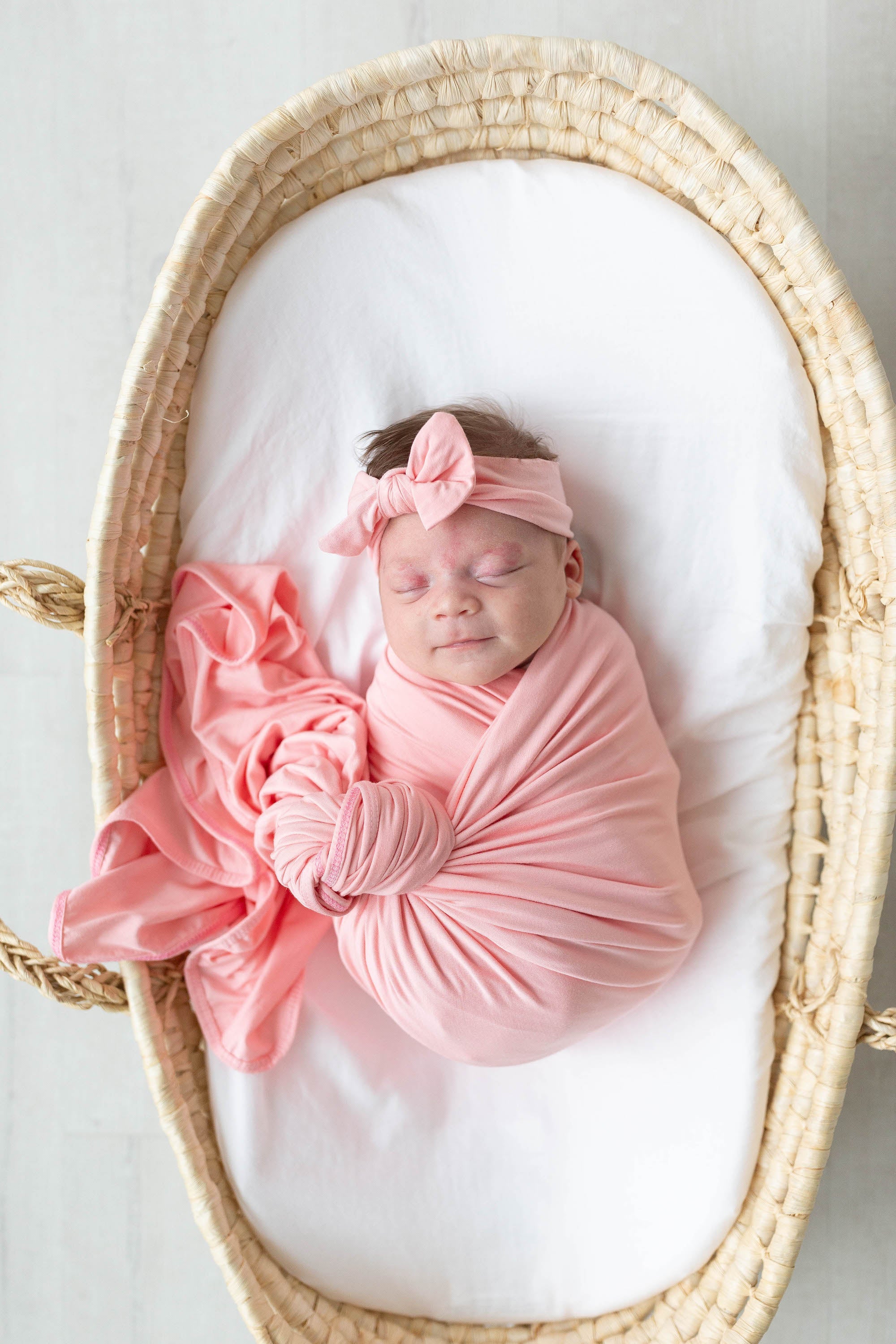 Swaddle Blanket, Hat And Headband Set - Pink