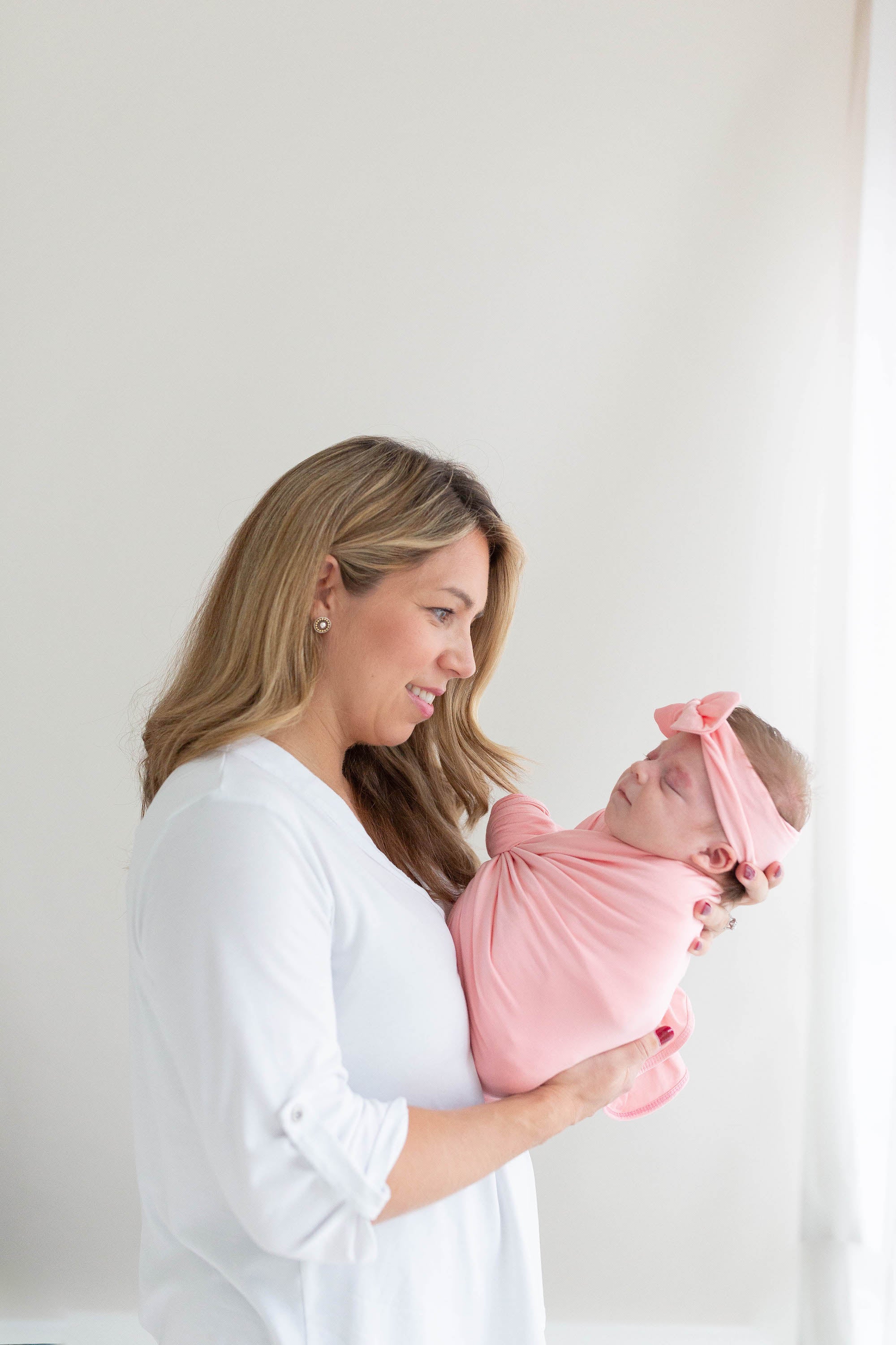 Swaddle Blanket, Hat And Headband Set - Pink