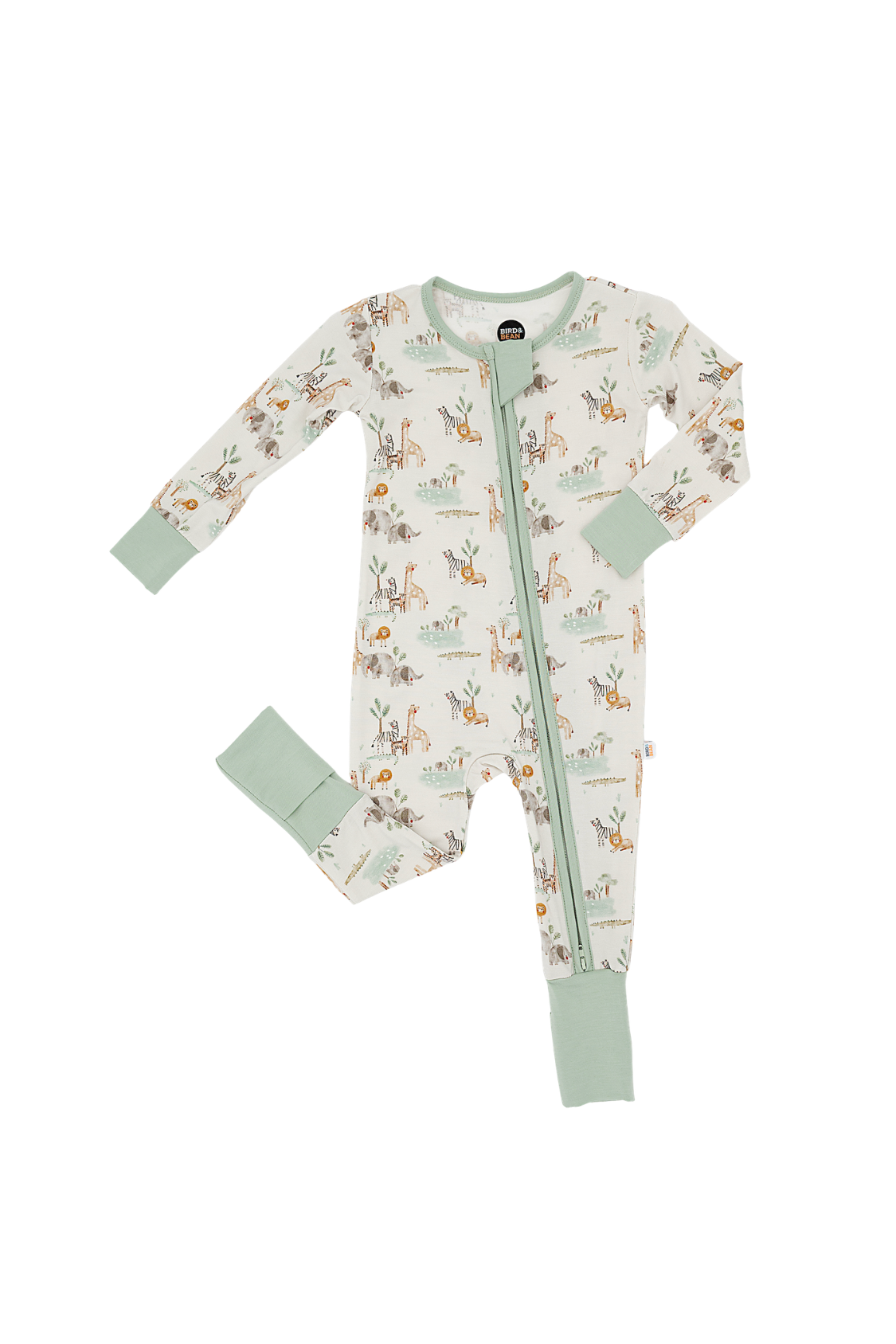 Bamboo One Piece Zip Pajama - Soft Savannah