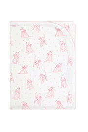 Pink Puppy Love Print Blanket