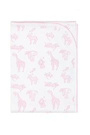 Pink Safari Receiving Blanket