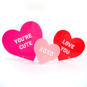 Red And Pink Acrylic Conversation Hearts