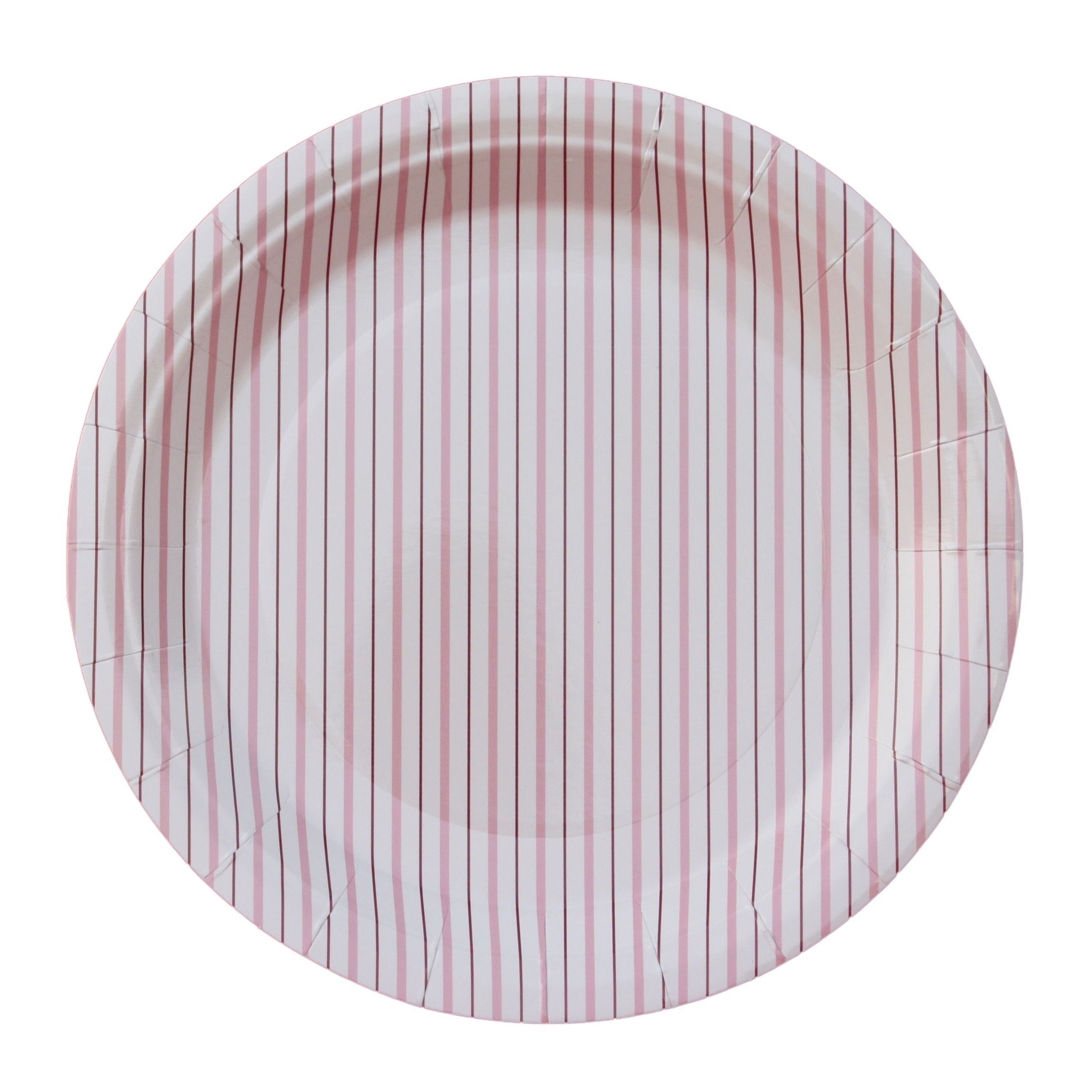 Pink Fine Stripes Plates (set Of 8)