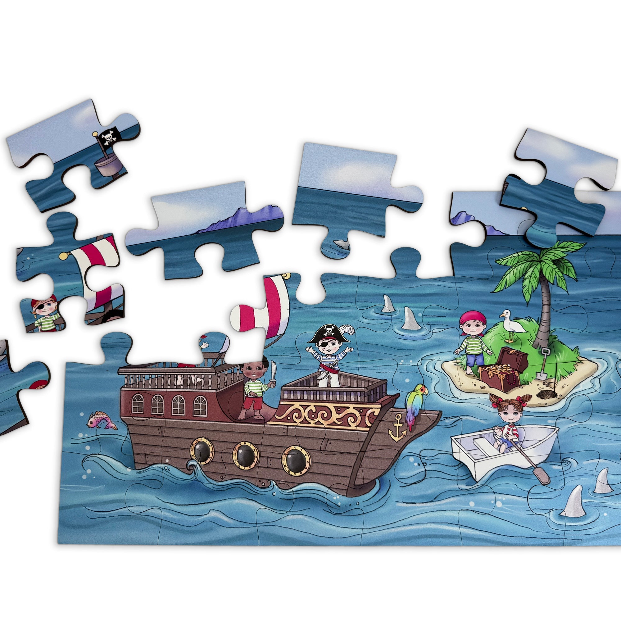 Ahoy! A 24-piece Pirate Themed Puzzle For Toddlers & Preschoolers - 11"x19"