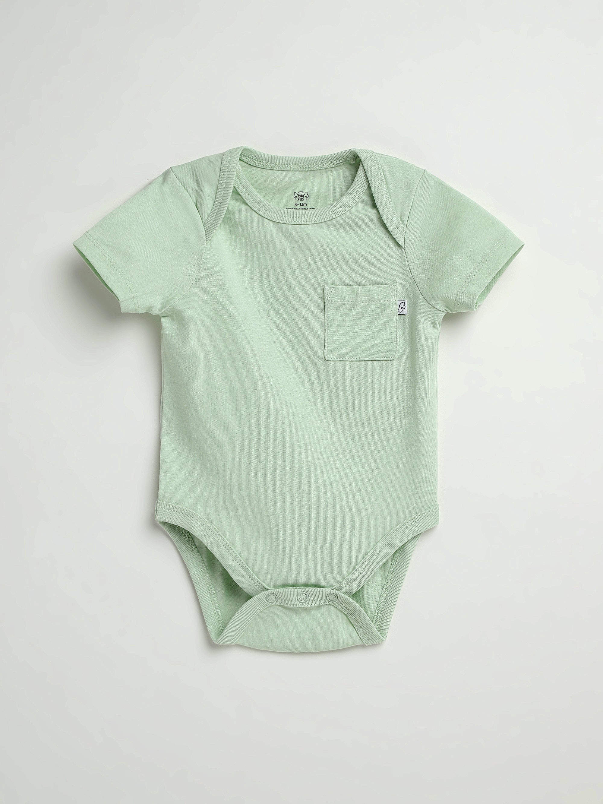 Pistachio Prayer Pocket Short Sleeve Bodysuit Cotton