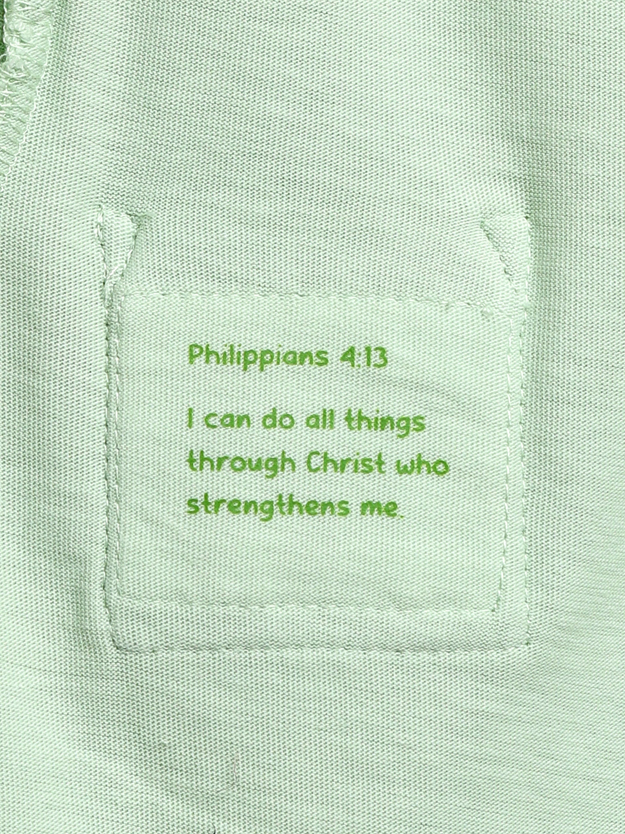 Pistachio Prayer Pocket Short Sleeve Bodysuit Cotton