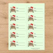 Pixiebob Santa Paws Gift Tag Sticker Sheet