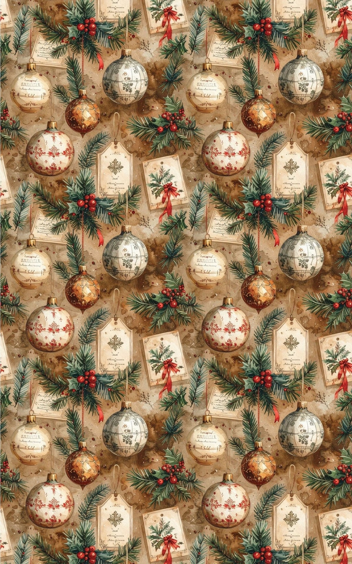Vintage Ornament Registry Wrapping Paper