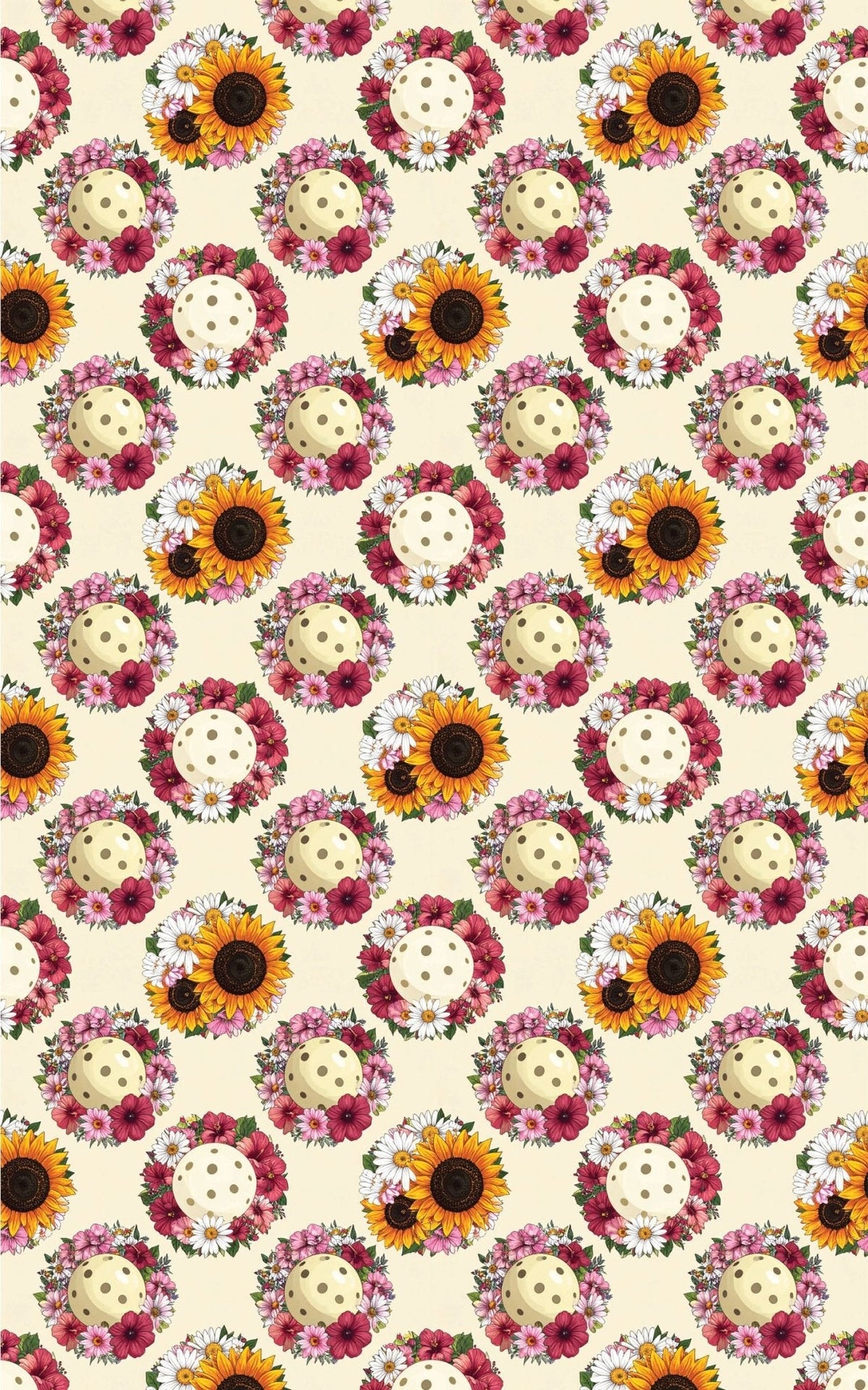Blooming Pickleball Wreaths Wrapping Paper
