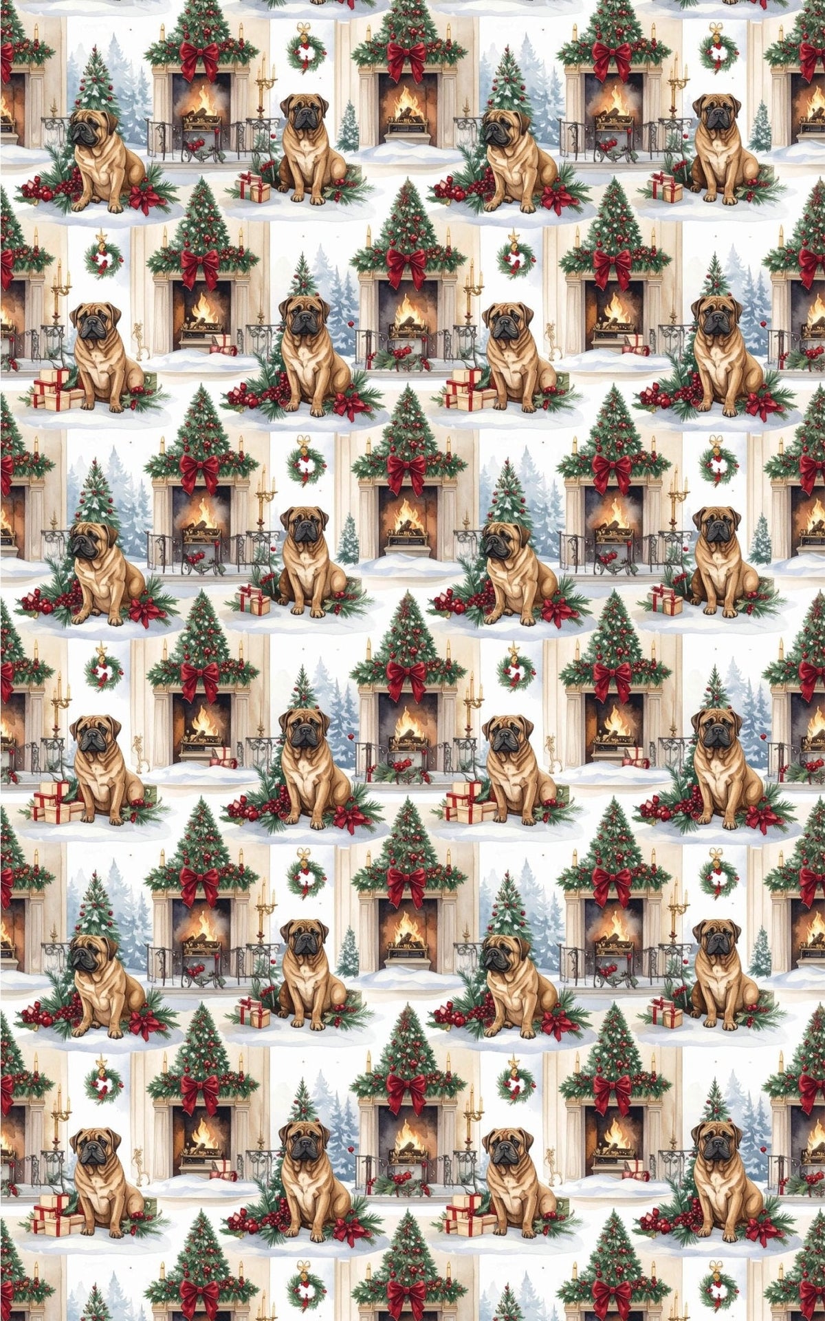 English Mastiff Christmas Manor Wrapping Paper