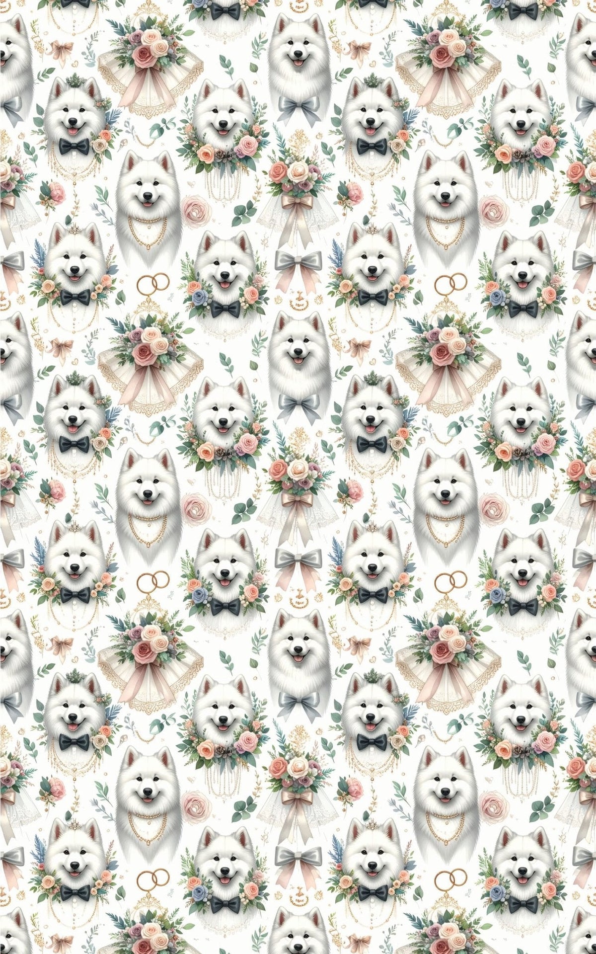 Wedding Samoyeds Wrapping Paper