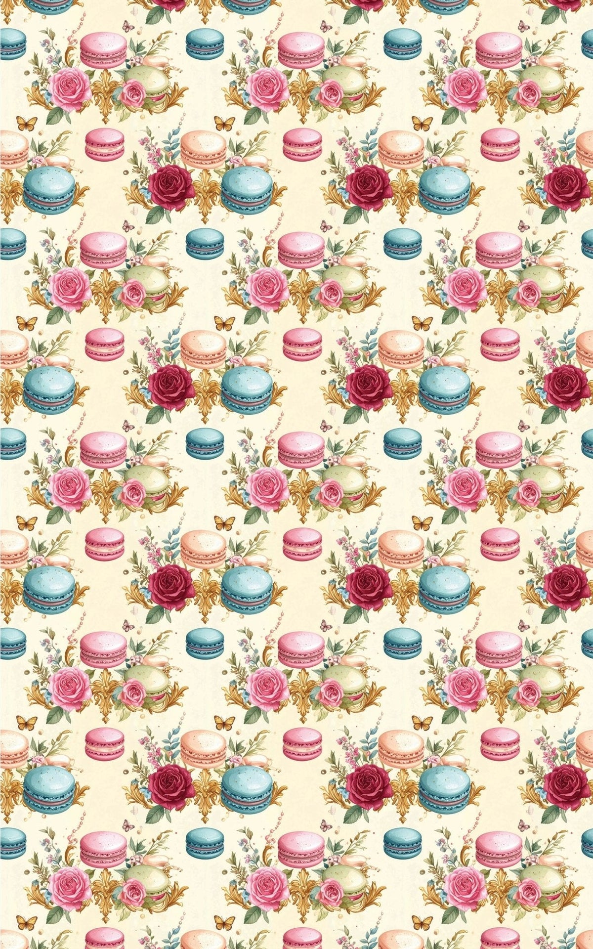 Parisian Macaron Garden Wrapping Paper