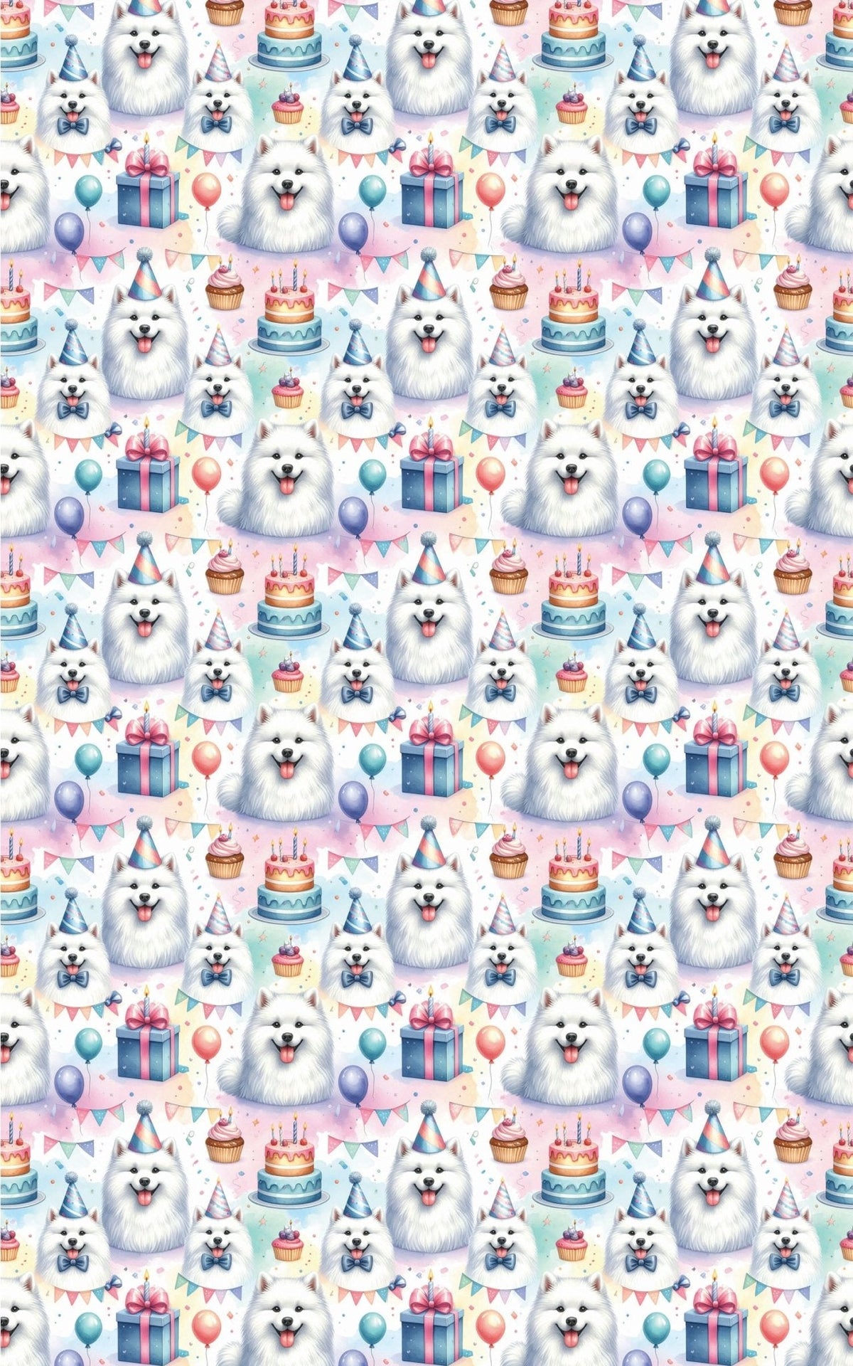 Birthday Celebration Samoyeds Wrapping Paper