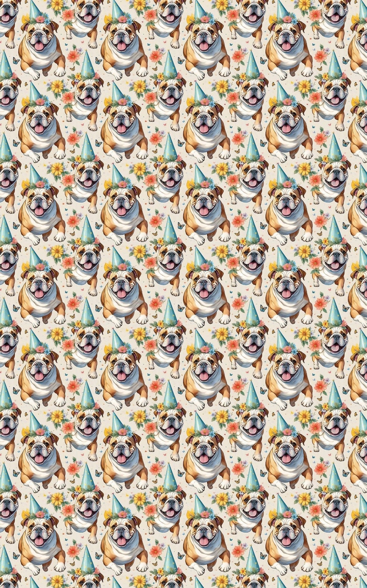English Bulldog Garden Party Wrapping Paper
