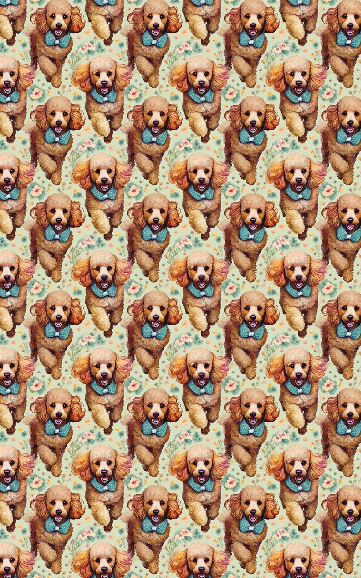 Posh Poodle Blooms Wrapping Paper