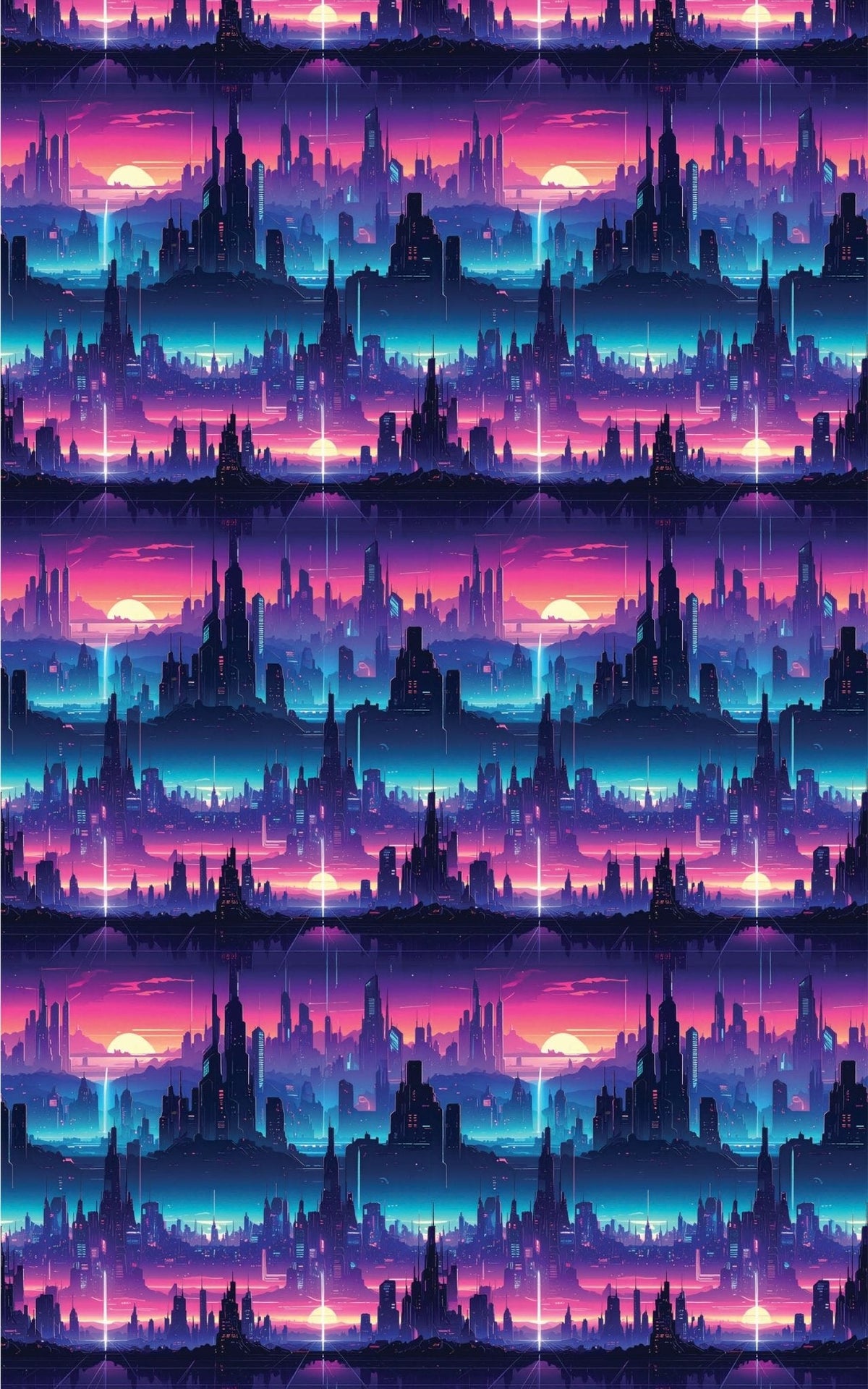 Cyber Space City Grid Wrapping Paper