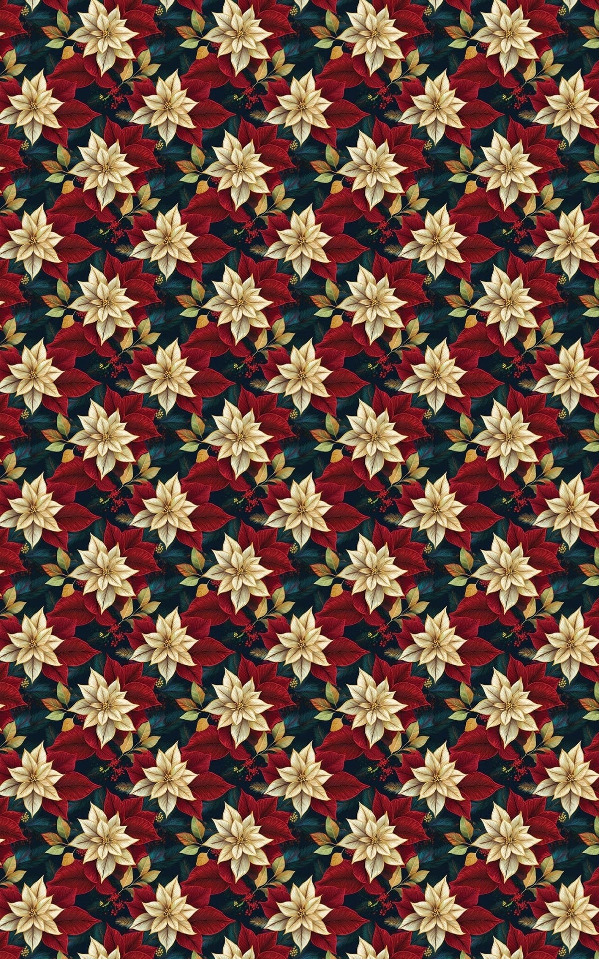 Yuletide Velvet Poinsettia Wrapping Paper