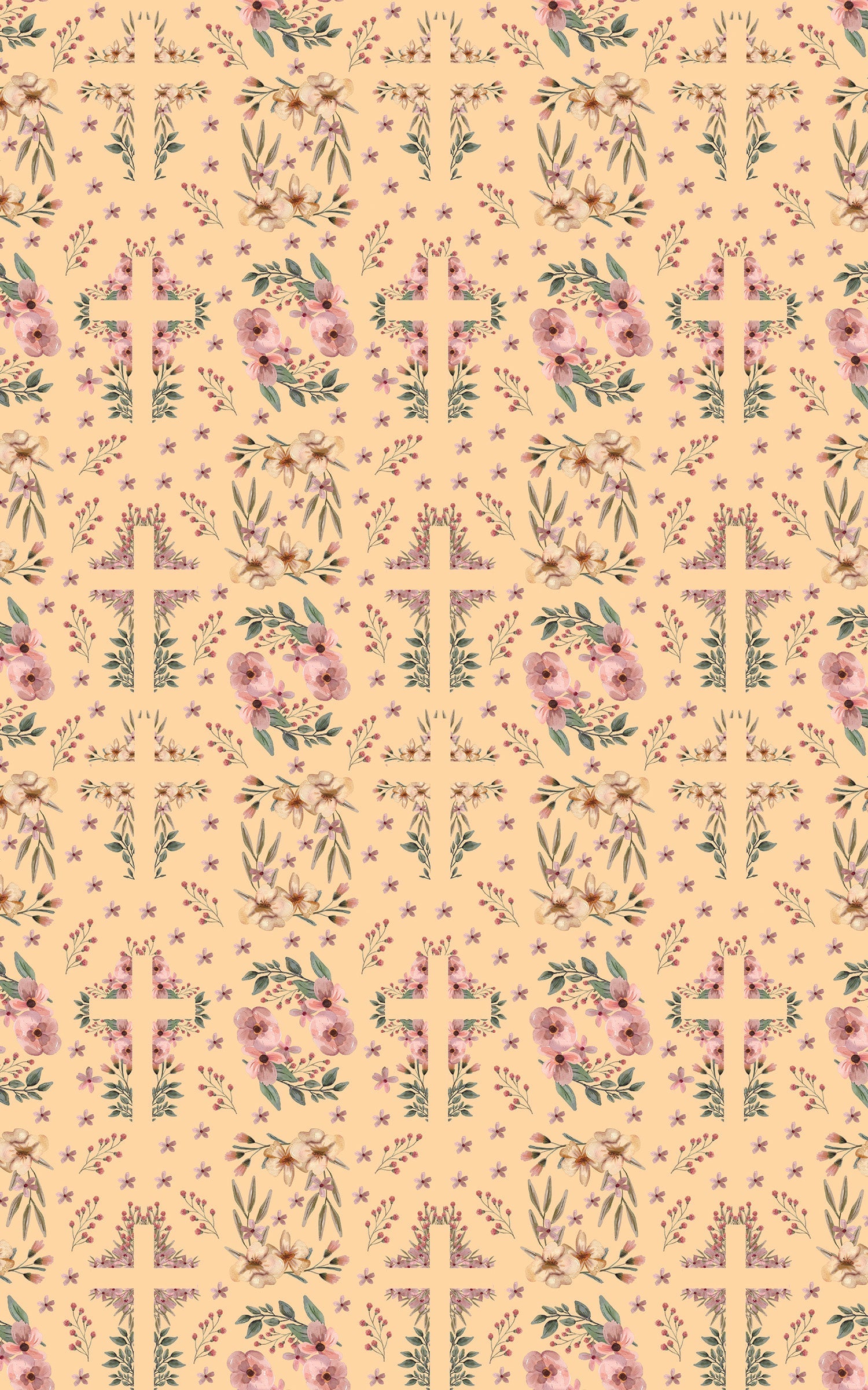 Easter Floral Cross - Orange Cream