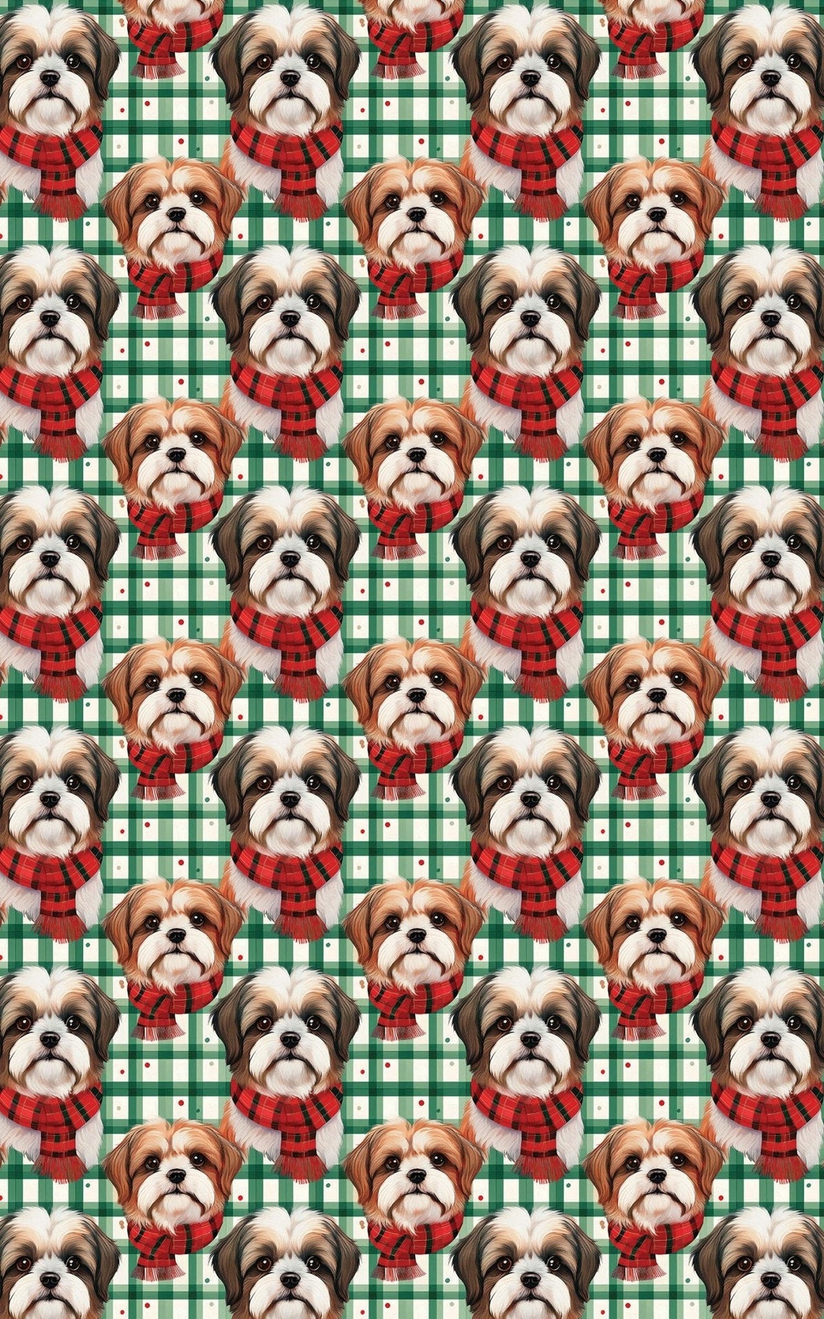 Shih Tzu Plaid Parade Wrapping Paper