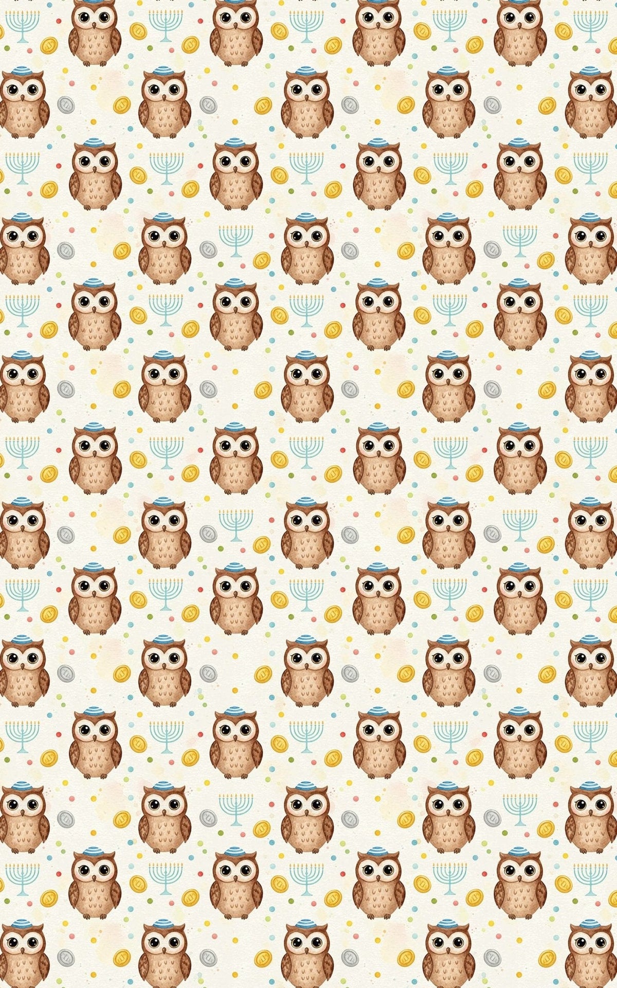 Owls Celebrate Hanukkah Wrapping Paper