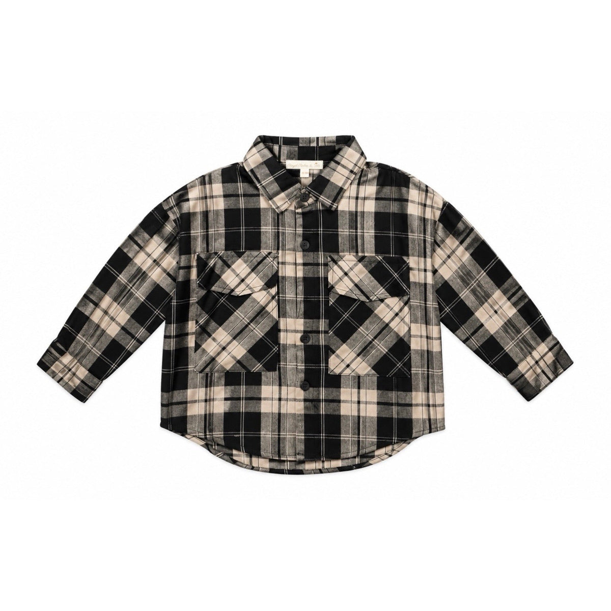 Black Plaid Cotton Button Up Shirt