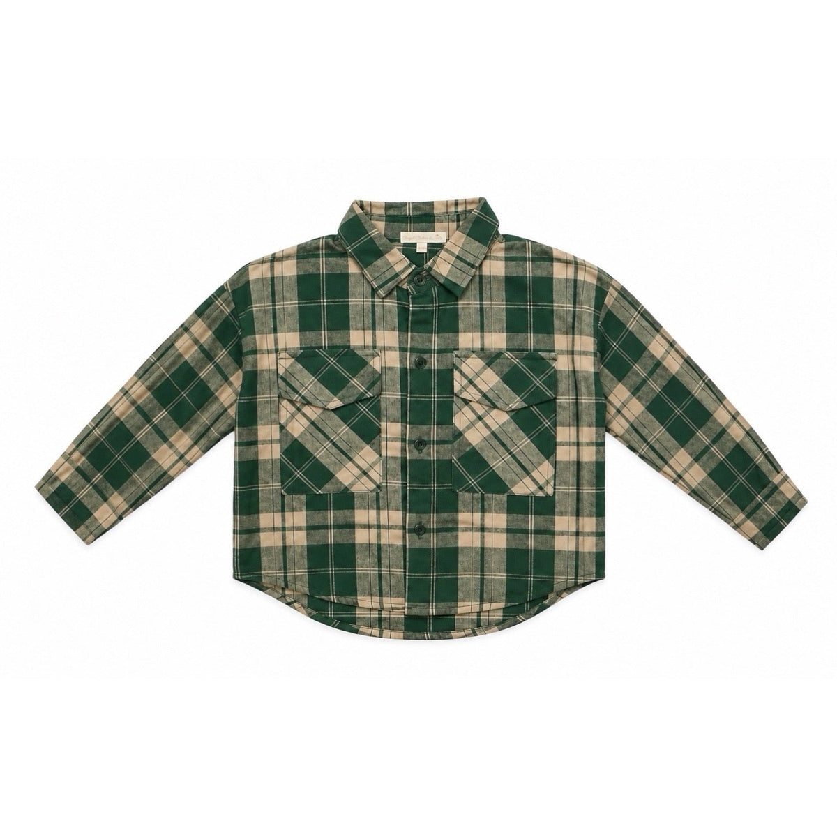 Green Plaid Cotton Button Up Shirt