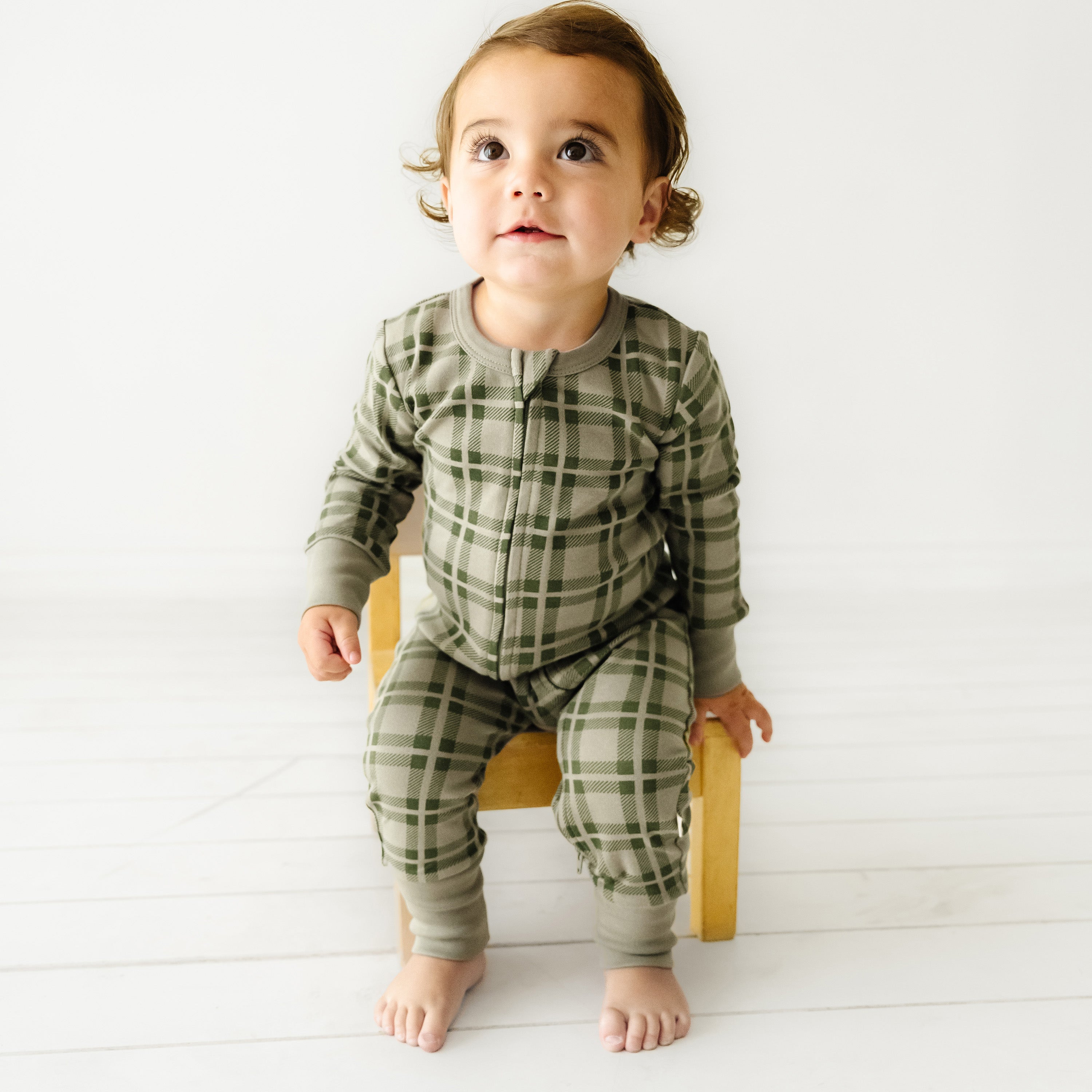 Organic Baby 2-way Zip Romper - Plaid