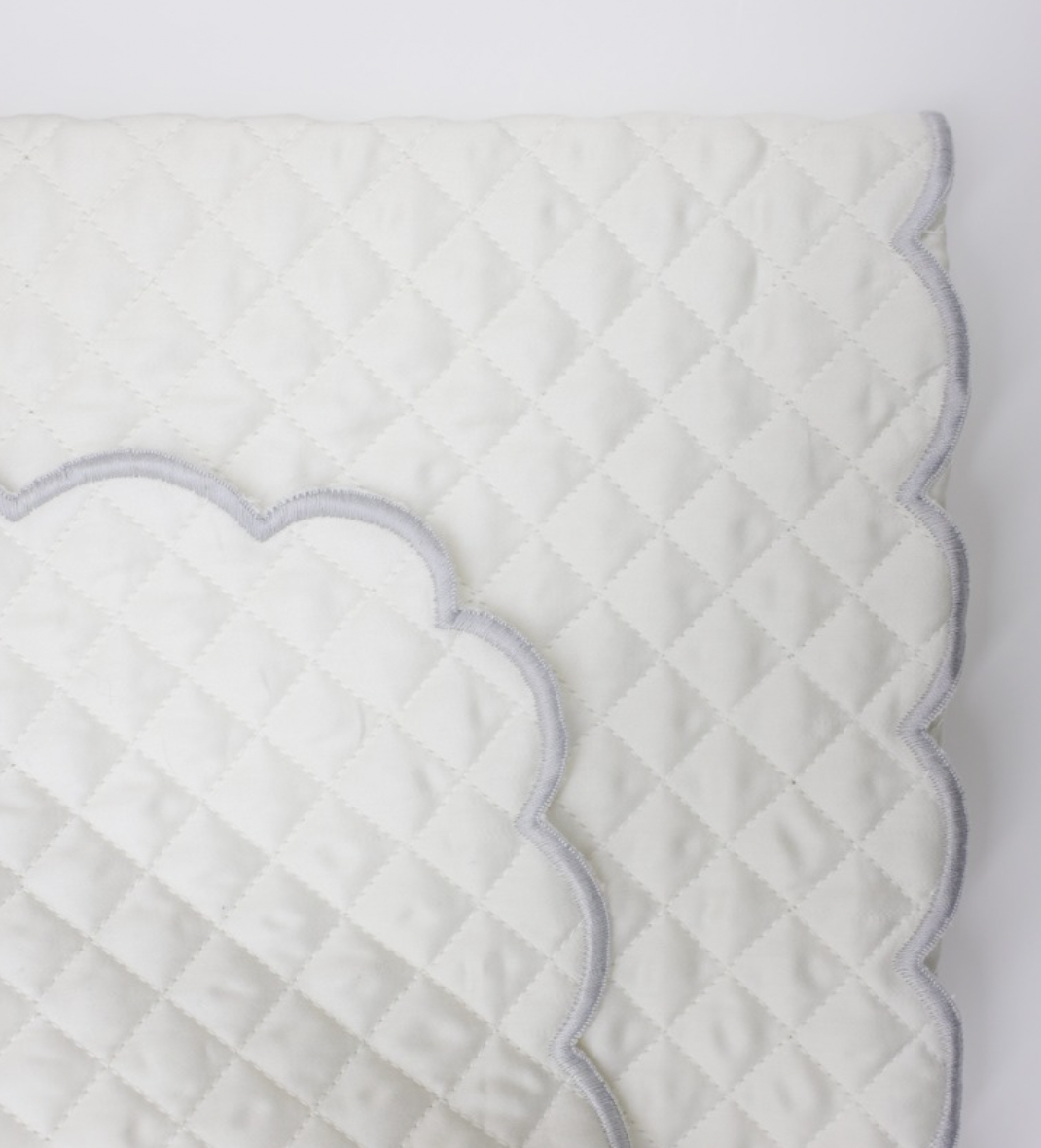 Embroidered Scallop Coverlet - Silver