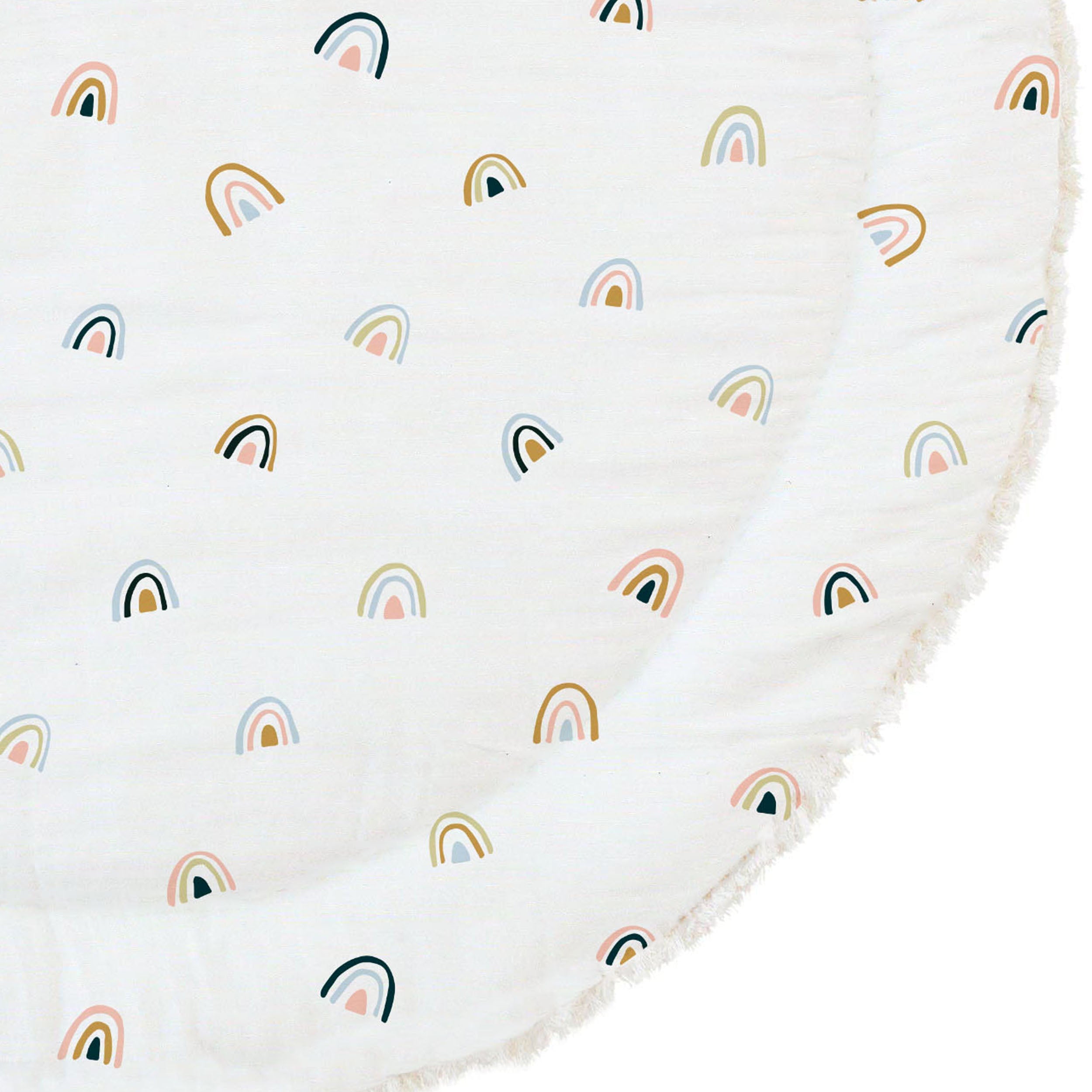 Organic Cotton Quilted Reversible Play Mat - Rainbow And Ivory