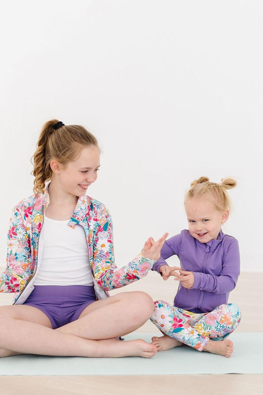 Playful Purple Full-zip Ruffle Active Jacket