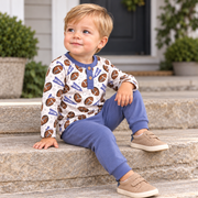 Baby Boy Football Outfit – Bamboo Henley Shirt & Pants Set